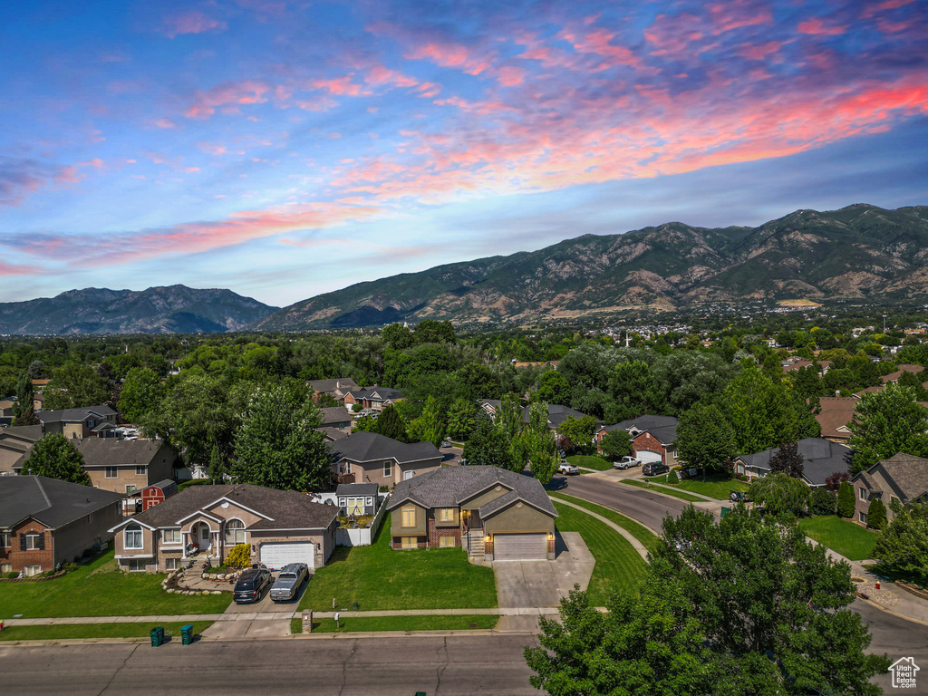 Mountain view featuring nearby suburban area