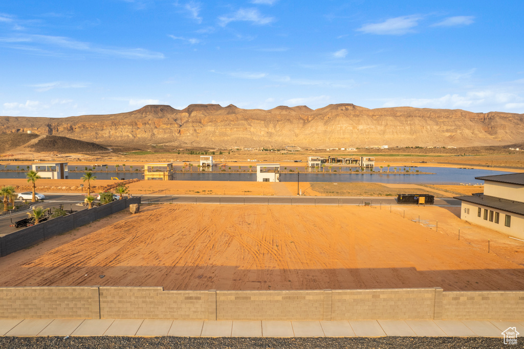 Mountain view with a large body of water