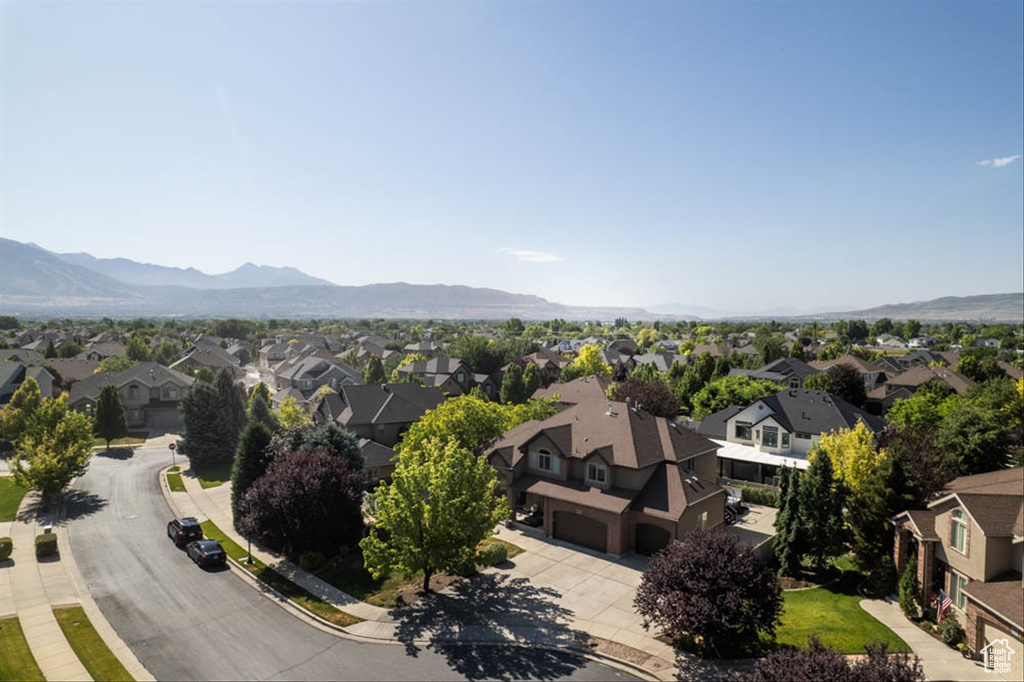 View of mountain background with nearby suburban area