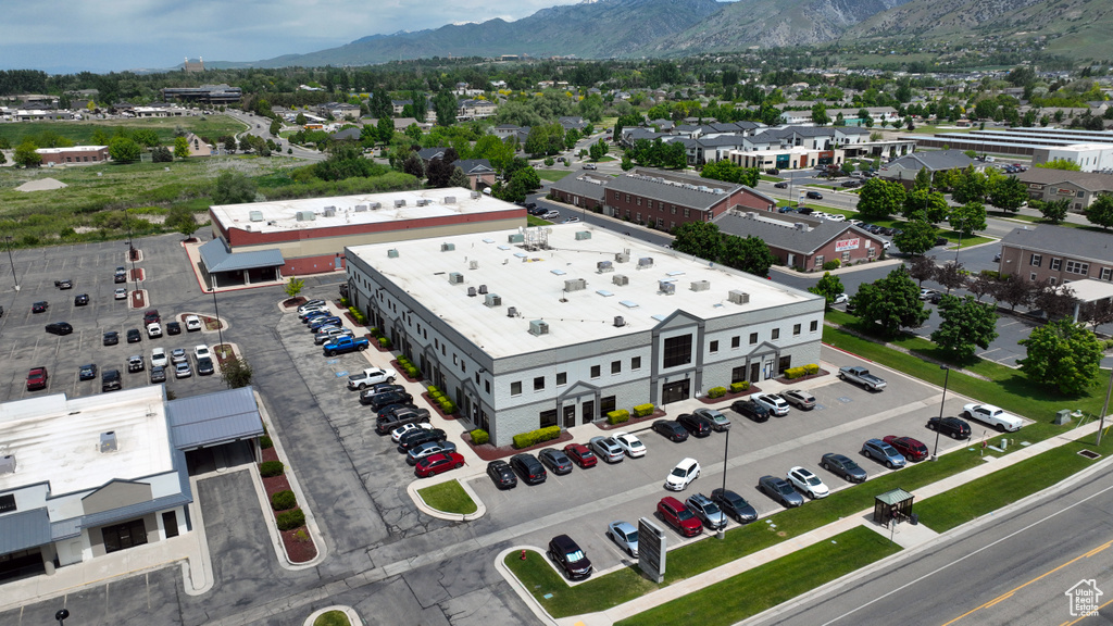 Drone / aerial view of a mountain backdrop