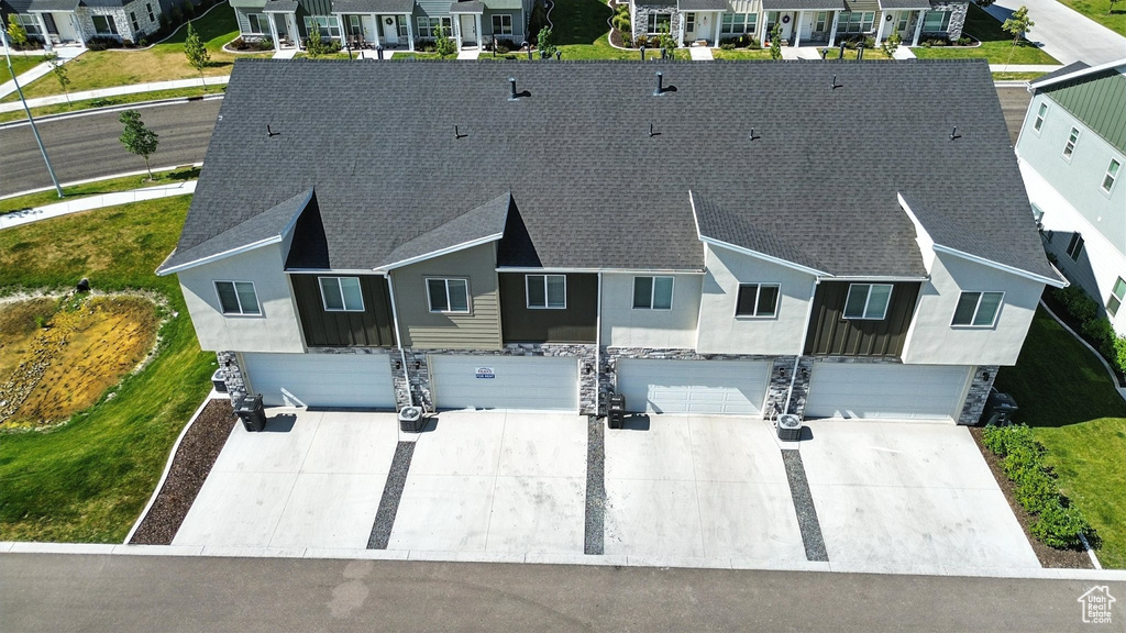 Aerial perspective of suburban area