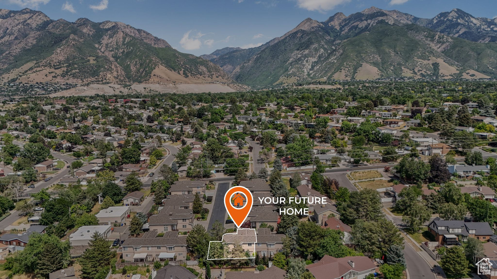 View of mountain background with nearby suburban area