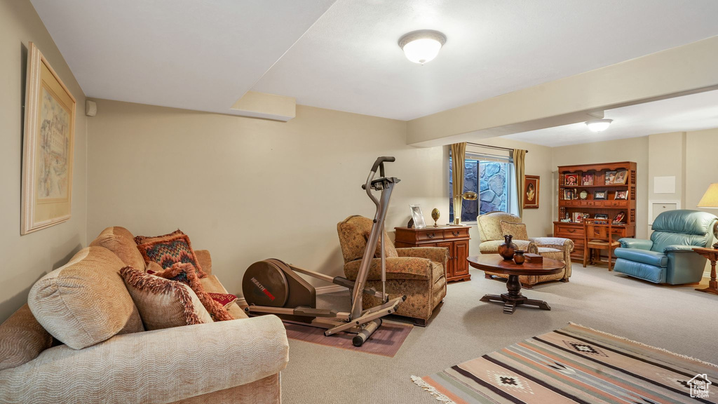 View of carpeted living area