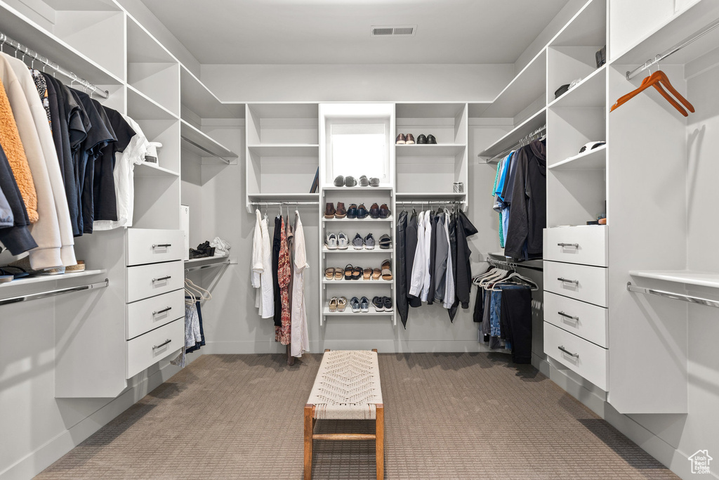 Walk in closet featuring carpet