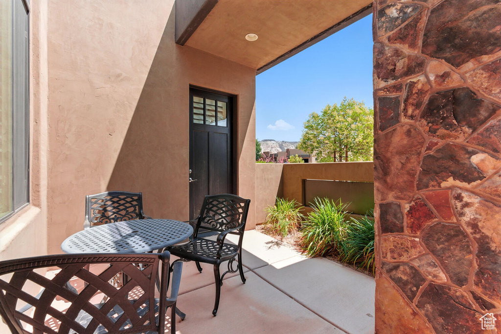 View of patio with outdoor dining space