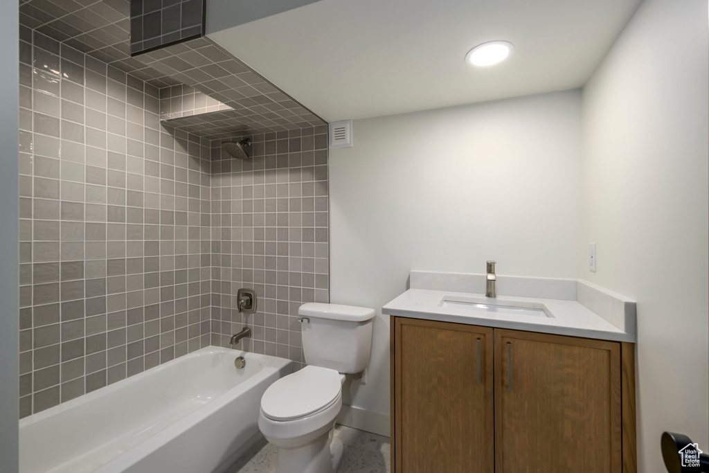 Full bathroom with bathtub / shower combination and vanity
