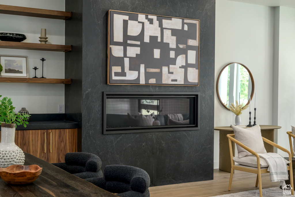 Living room featuring wood finished floors
