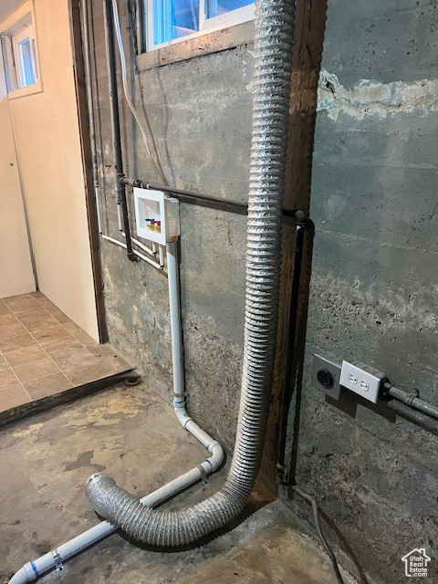 Laundry view of concrete floors