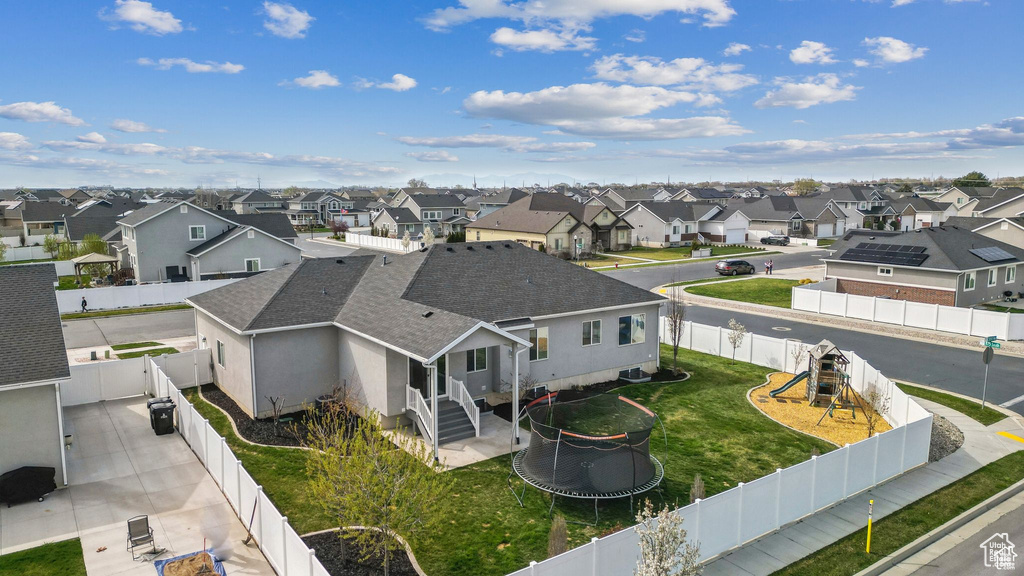 Aerial perspective of suburban area