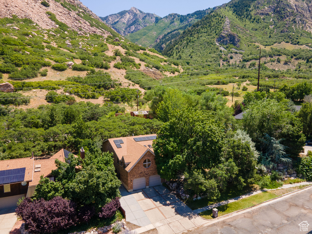 View from above of property with mountains