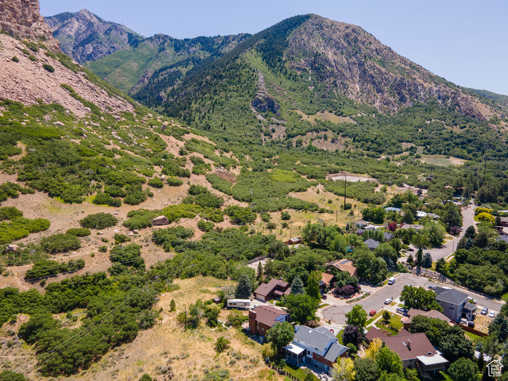 Drone / aerial view of a mountain backdrop
