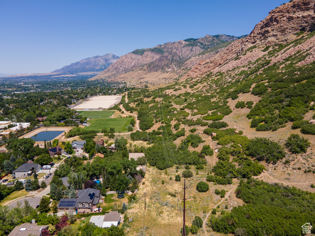 Aerial overview of property\'s location featuring mountains