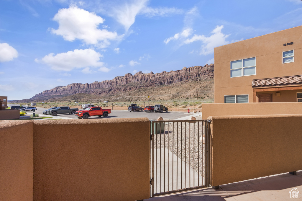 Balcony with a mountain view