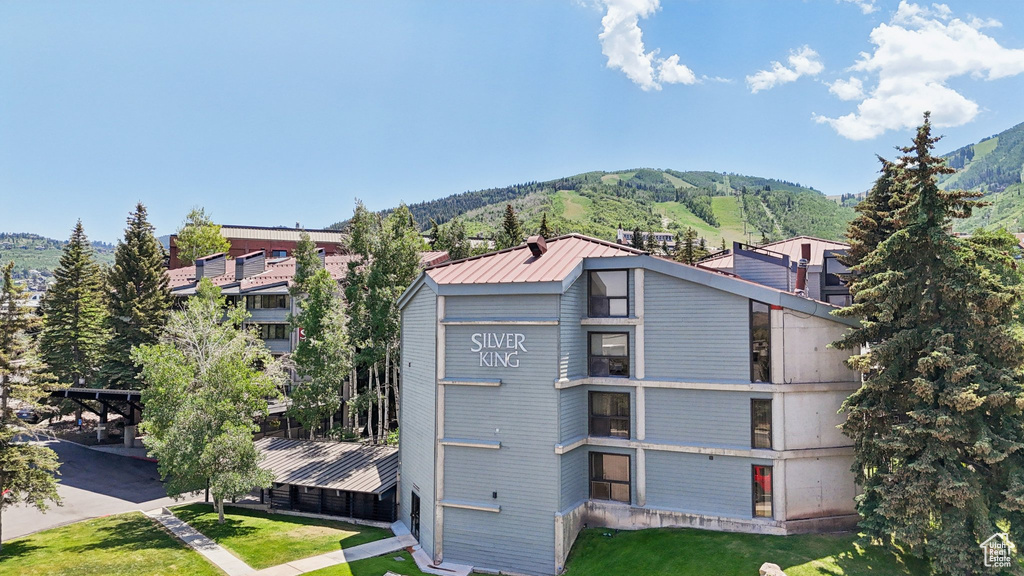 View of building exterior with a mountain view