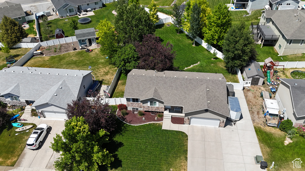 Aerial perspective of suburban area