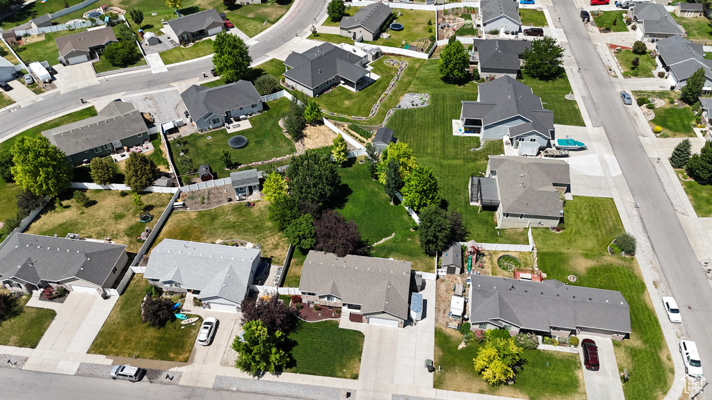 Aerial overview of property's location featuring nearby suburban area