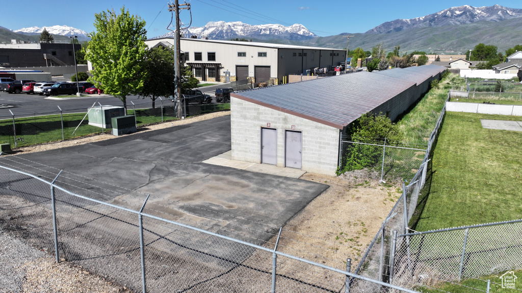 Exterior space featuring a mountain view