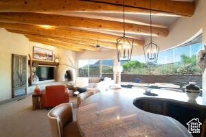 Common area with beam ceiling