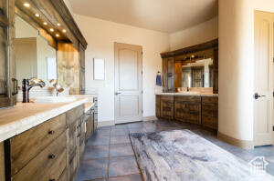 Bathroom featuring vanity and recessed lighting