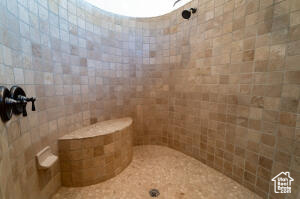 Full bath with a tile shower