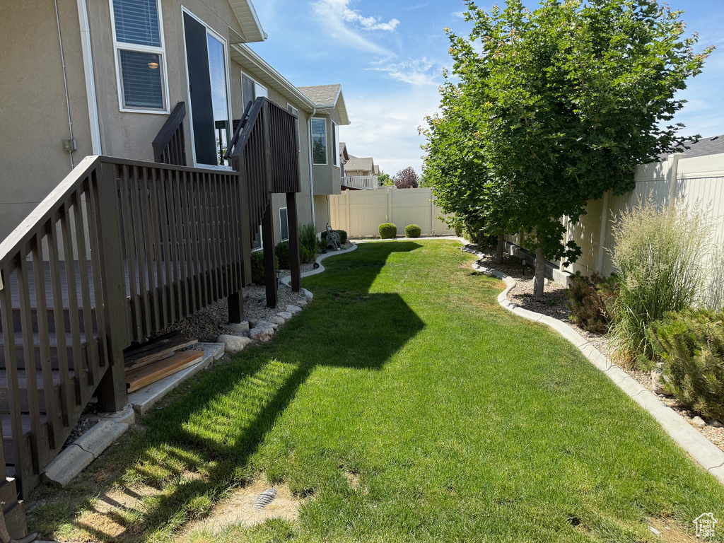 View of fenced backyard
