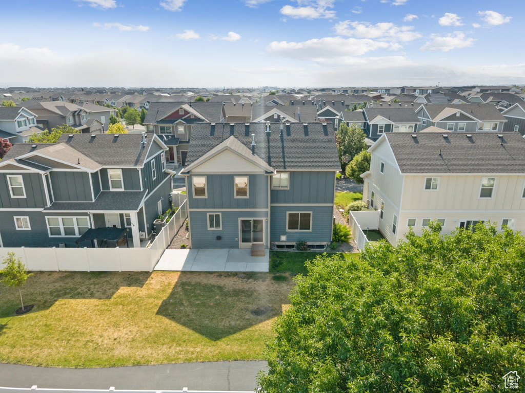 Aerial perspective of suburban area