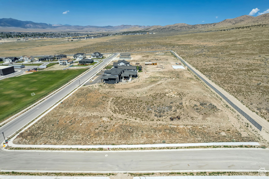 Drone / aerial view of a mountain backdrop