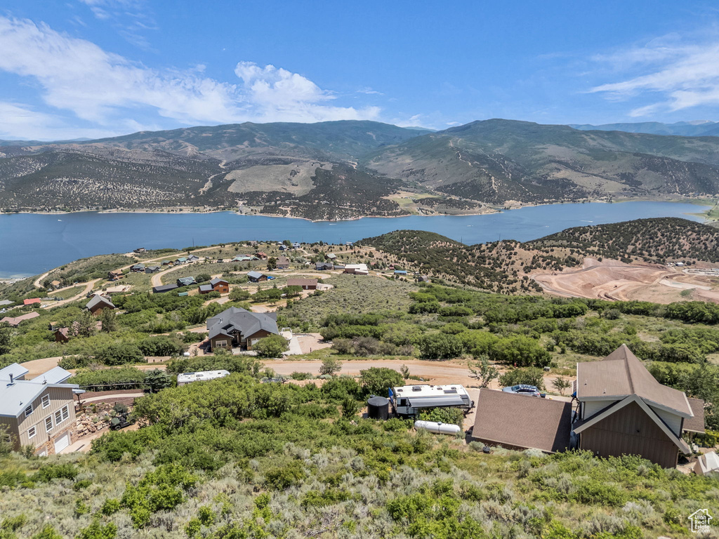Drone / aerial view of a water and mountain view