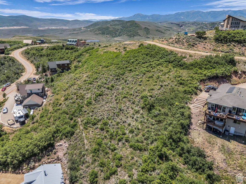 Aerial view of a mountainous background