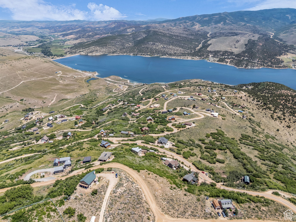 Drone / aerial view of a water and mountain view
