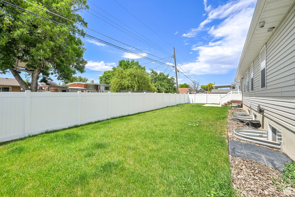 View of fenced backyard