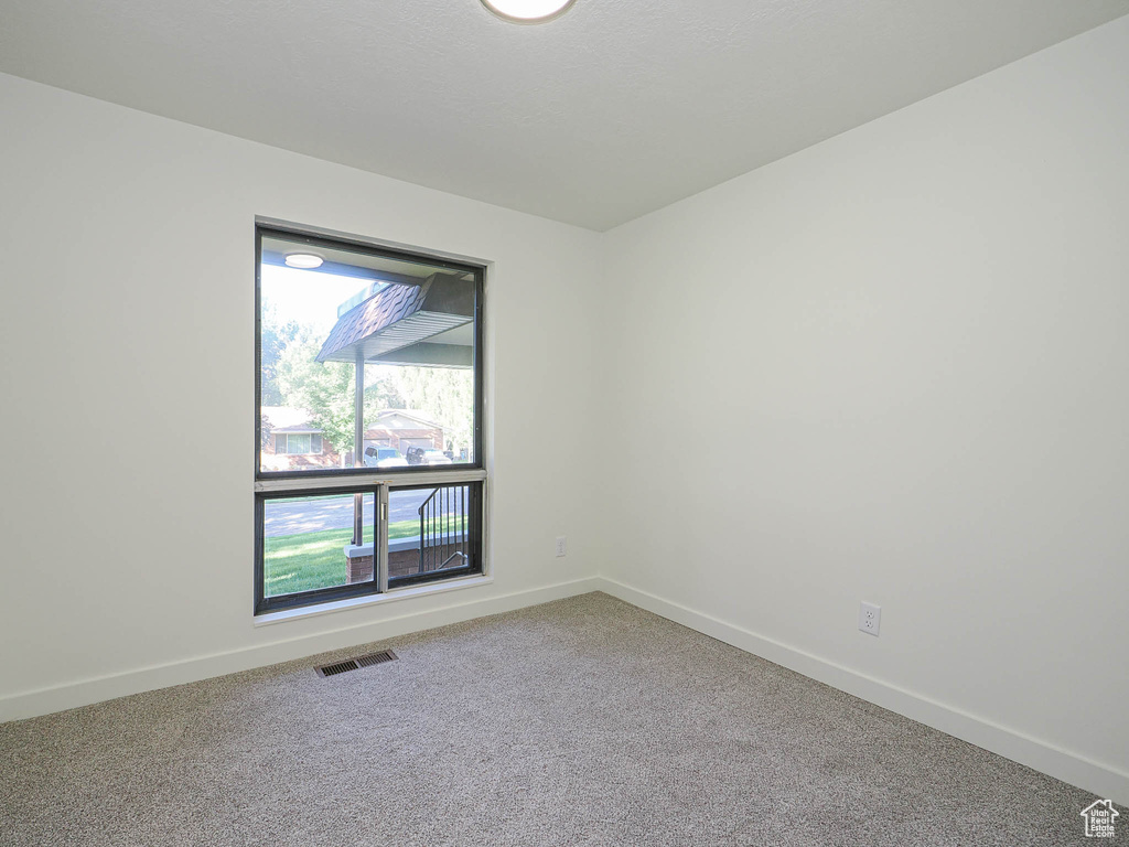 Carpeted empty room with baseboards
