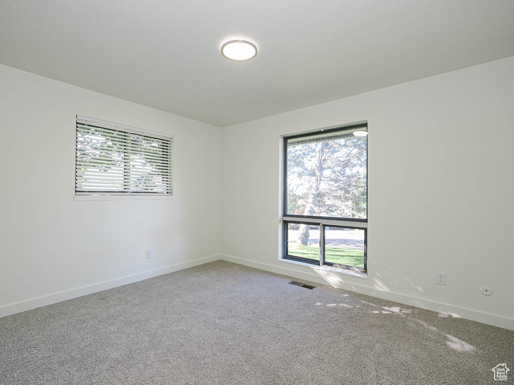 Carpeted empty room featuring plenty of natural light