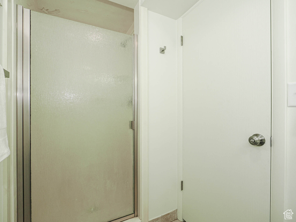 Bathroom with a shower stall