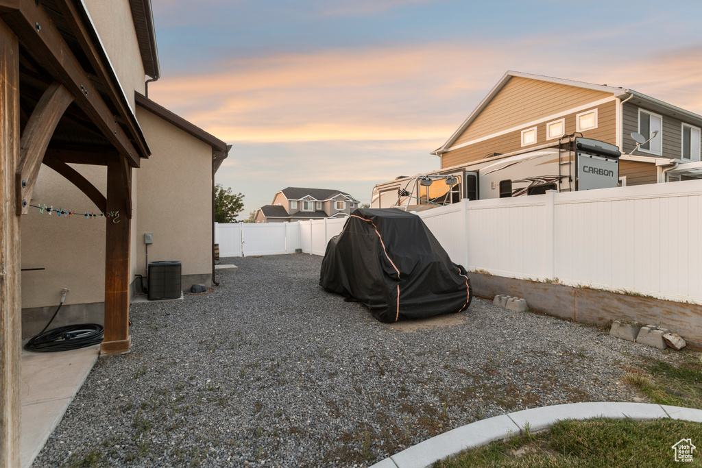 View of fenced backyard