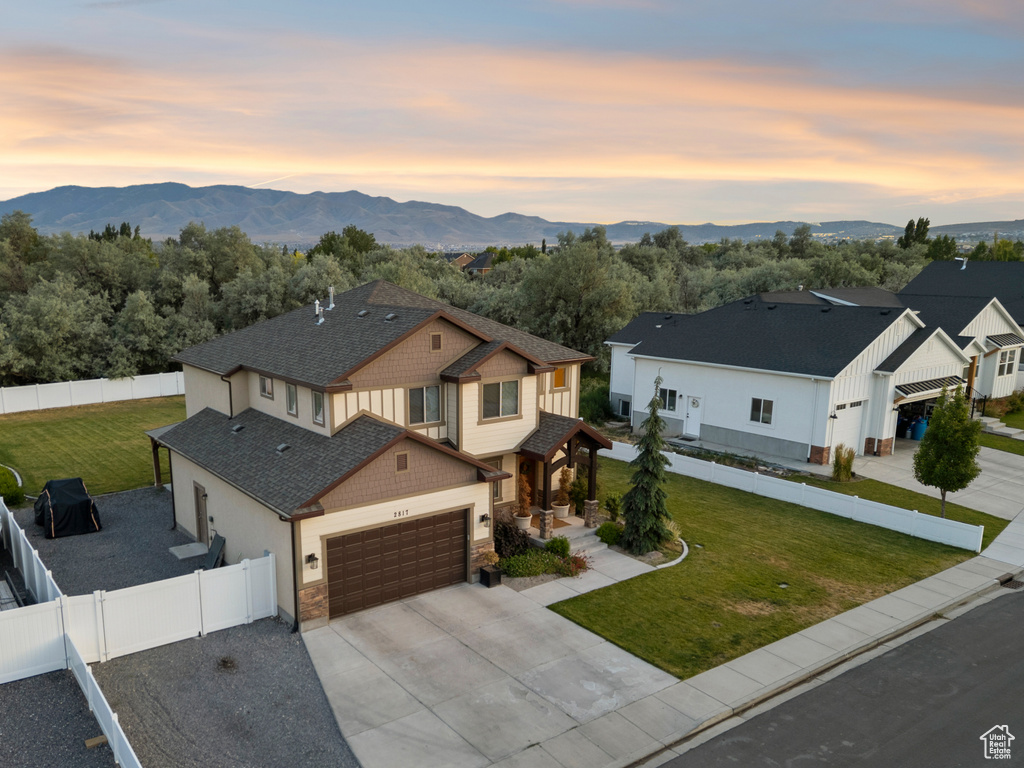 Drone / aerial view of a mountain backdrop