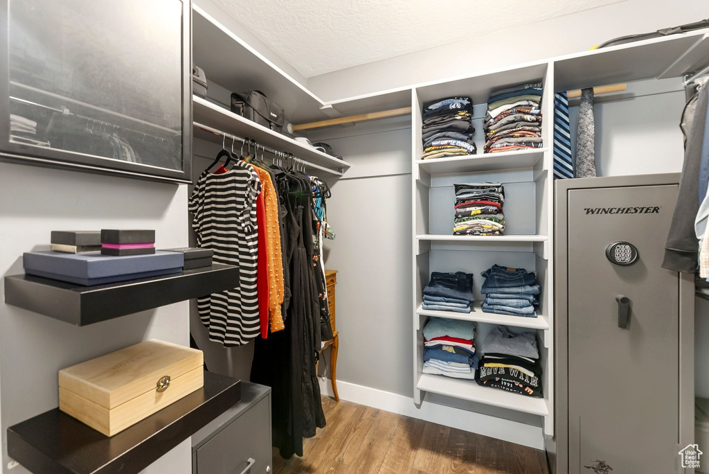 Spacious closet with wood finished floors