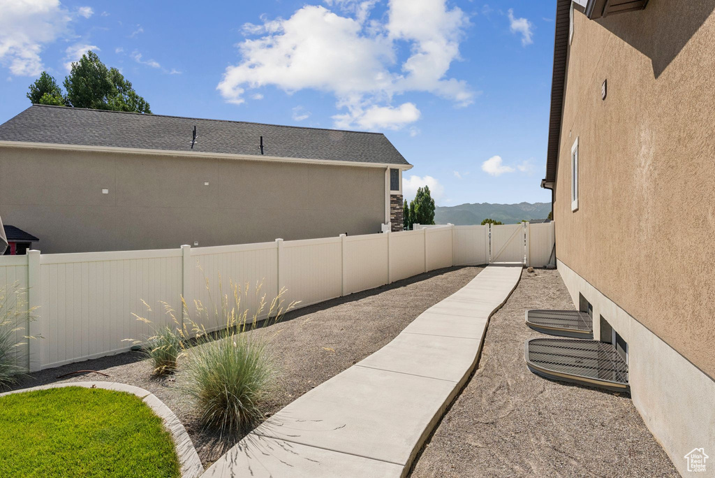 View of fenced backyard