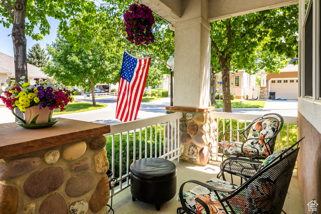 View of covered porch