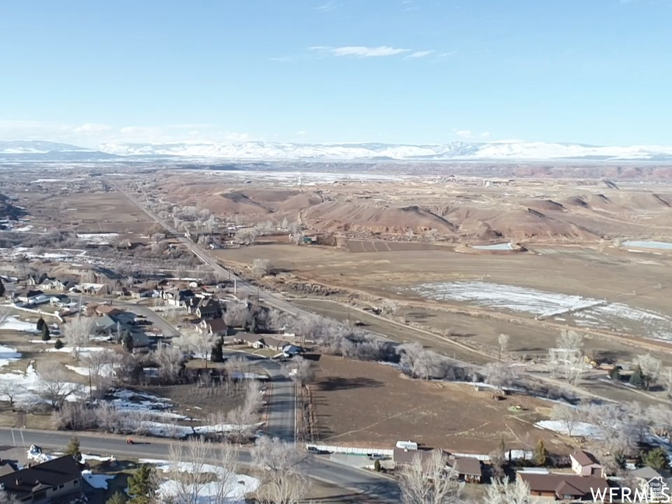 Aerial view of a mountain backdrop