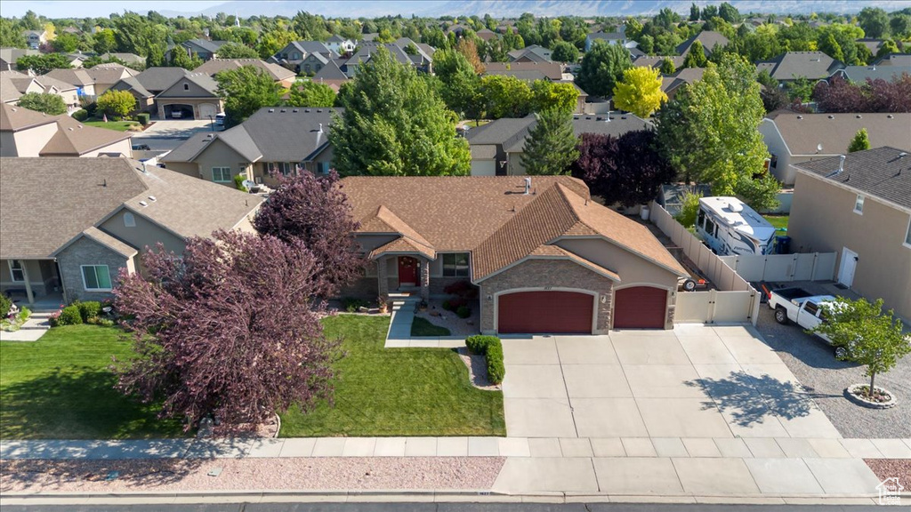 Aerial perspective of suburban area