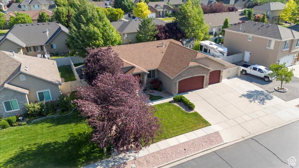 Aerial perspective of suburban area