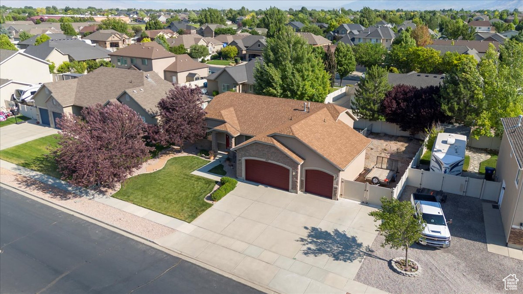 Aerial perspective of suburban area