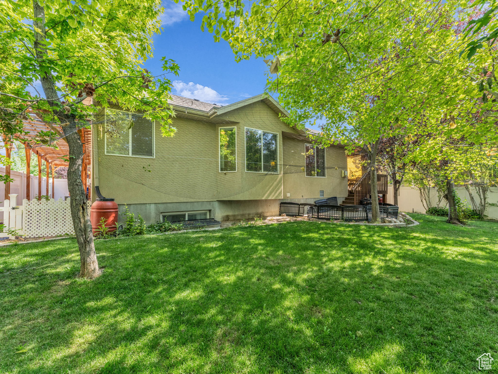 Back of house featuring a fenced backyard and a patio