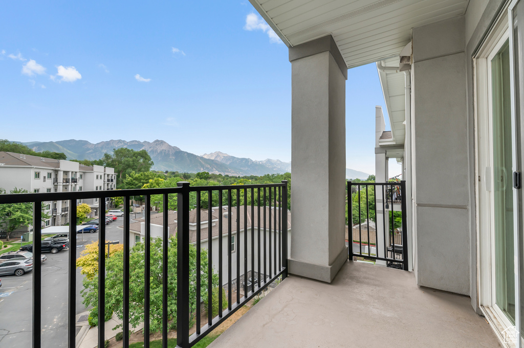 Balcony with a mountain view