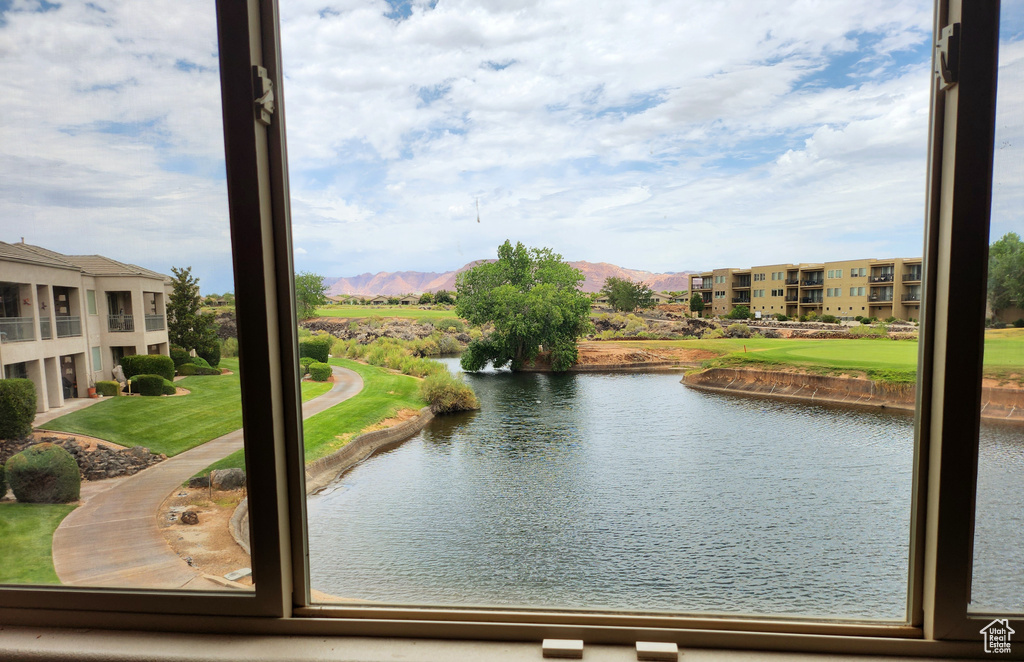 Water view featuring mountains