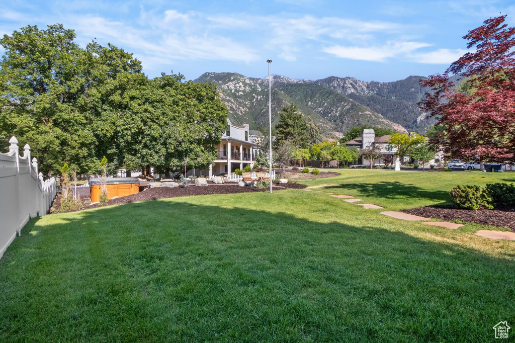 View of yard with a mountain view