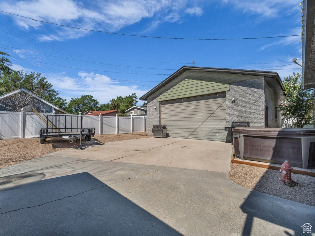 View of detached garage