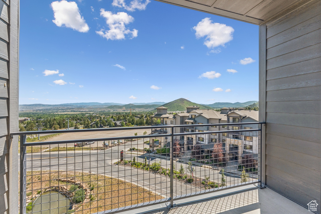 Balcony with a mountain view