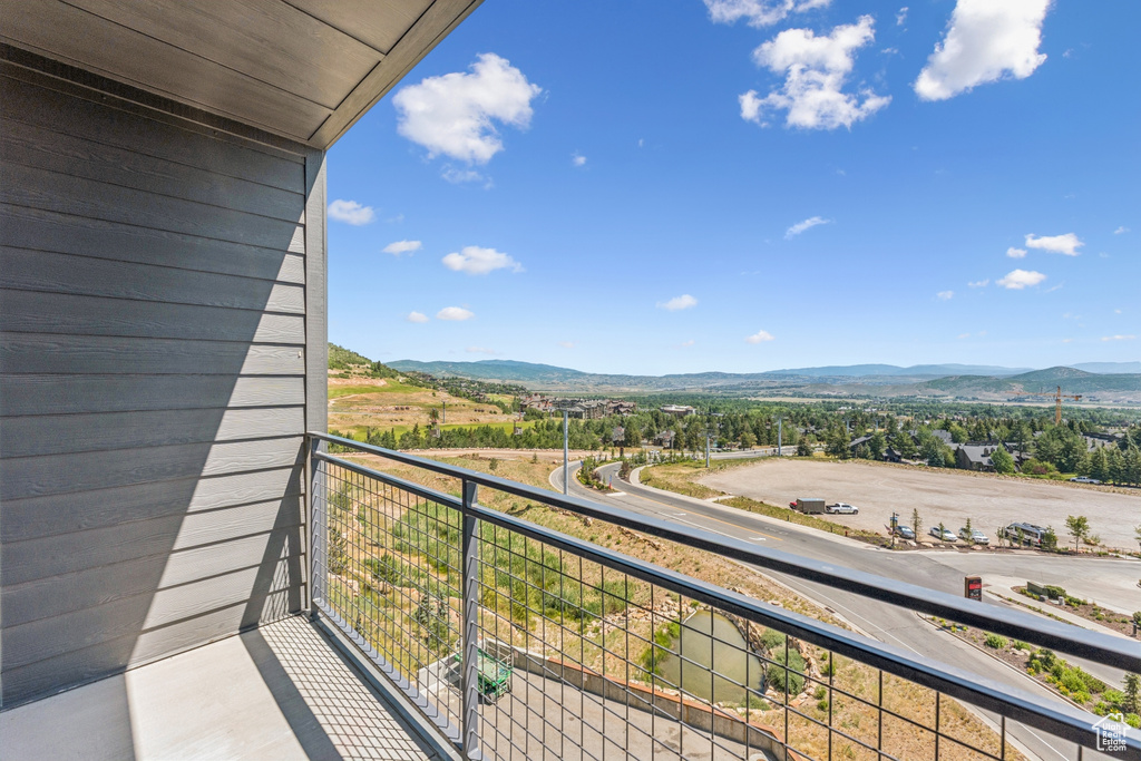 Balcony with a mountain view